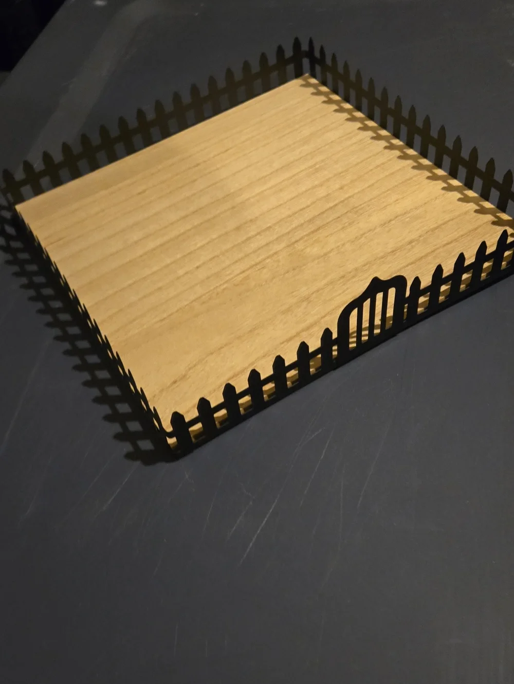 Target Wood Vanity Tray with Black Picket Fence Accent